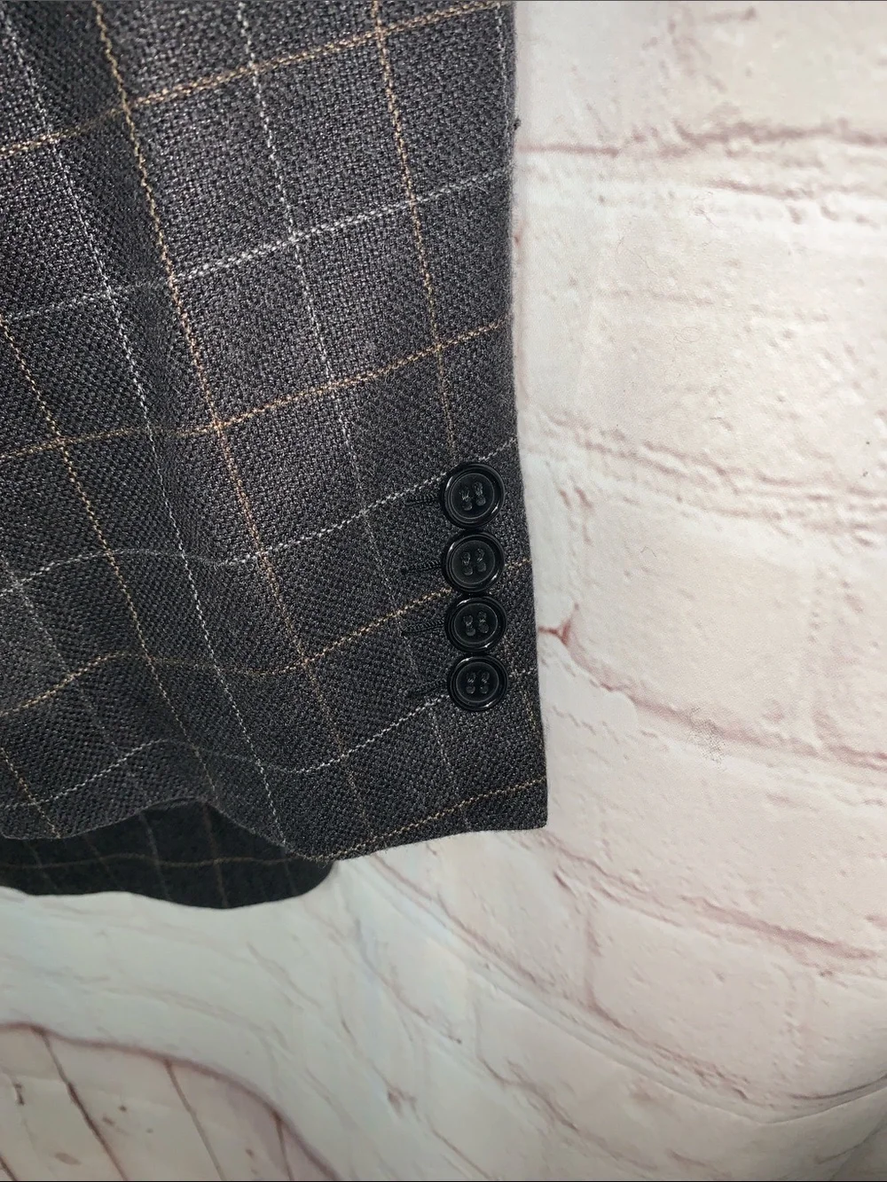 Brioni Bernini Italy Wool Silk Blend Charcoal Windowpane Sport Coat 44